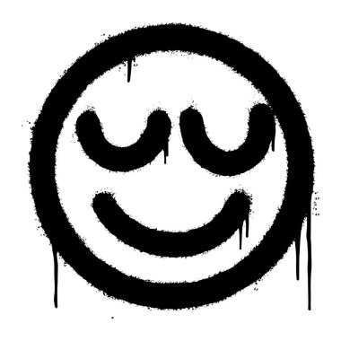 Beyaz arka planda izole edilmiş graffiti gülümseyen yüz ifadesi. vektör illüstrasyonu.