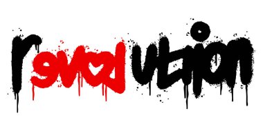 Grafiti devrimi kelimesi beyaz arka planda izole edilmiş. Devrim yazı tipi grafitisi sıktım. vektör illüstrasyonu.