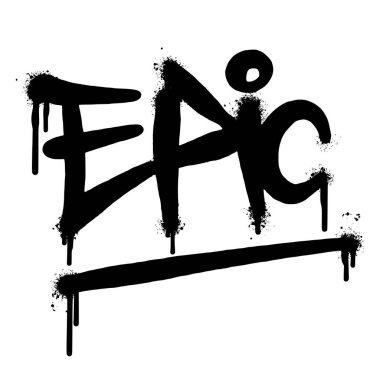 Beyaz arka planda izole edilmiş grafiti destansı kelime. Destansı yazı tipi grafitileri püskürttüm. vektör illüstrasyonu.