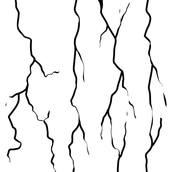 Set Hand Drawn Cracks Isolated White Background Vector Illustration — Stock Vector