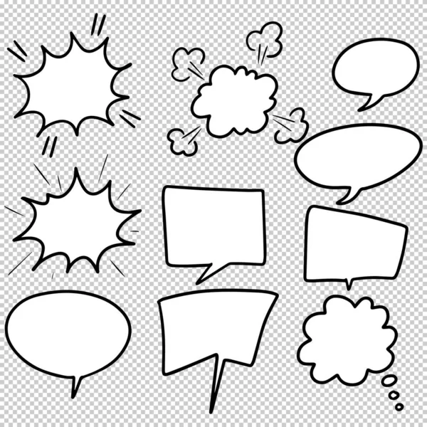 Hand Drawn Set Speech Bubbles Isolated Doodle Set Element Vector — Stock Vector