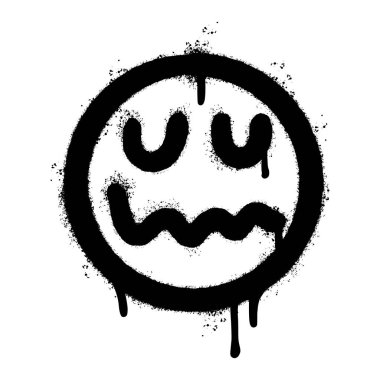 Grafiti korkunç surat ifadeleri beyaz arka planda izole edilmiş. vektör illüstrasyonu.