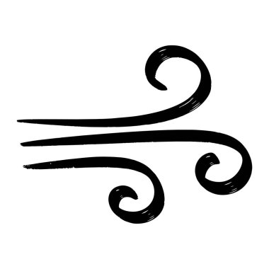 El çizimi siyah rüzgar fırtınası girdap çizimi beyaz arkaplanda izole.