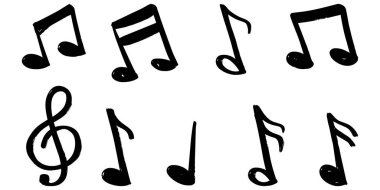 El çizimi Müzik Notaları ve Treble Anahtarı İllüstrasyon Ayarları.