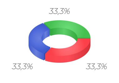 Vektör 3d donut grafiği bilgisi. 3 seçeneği, bölümü, aşaması, süreci olan iş ilerlemesi bilgi grafikleri kavramı. Katmanlı performans grafik sunumu. Çember diyagramı.