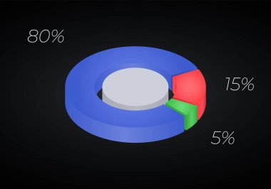 Vektör 3d donut grafiği bilgisi. 3 seçeneği, bölümü, aşaması, süreci olan iş ilerlemesi bilgi grafikleri kavramı. Katmanlı performans grafik sunumu. Çember diyagramı.
