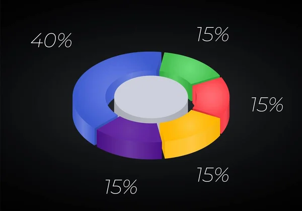 Vector Donut Chart Infographic 프로세스가 비즈니스 그래픽 그래프 프레젠테이션입니다 — 스톡 벡터