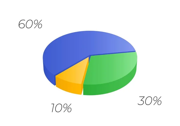 Diagram Cyklu Izometrycznego Dla Infografik Częściach Wykres Wektorowy Może Być — Wektor stockowy