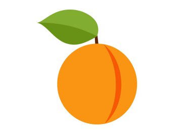 Yapraklı kayısı. Beyaz arkaplanda vektör grafikleri.