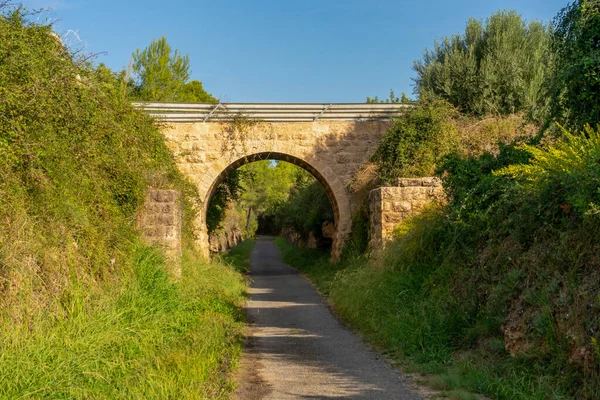 Veduta Sentiero Rurale Che Attraversa Paesaggi Montani Nella Città Montana — Foto Stock