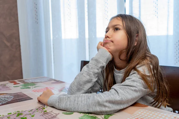 Cute Little Girl Thinking Doubtfully What Her Future Adolescence Hold — Stock Photo, Image