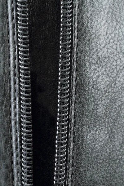 Zipper no couro — Fotografia de Stock