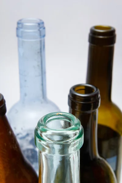 Dettaglio bottiglie di vetro usato — Foto Stock