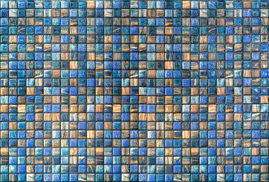 Havuzun duvarlarına, banyoya, mutfağa, döşemeye bakan dokusu. Kare arka plan mozaiği, seramik. Soyut pikseller. Seramik fayanslar