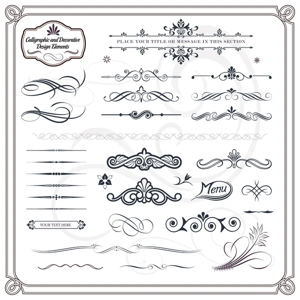 Kalligrafische decoratieve designelementen — Stockvector