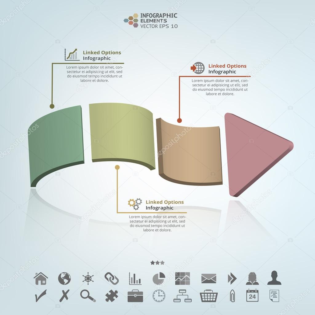 Three Panels Arrow Infographic Elements
