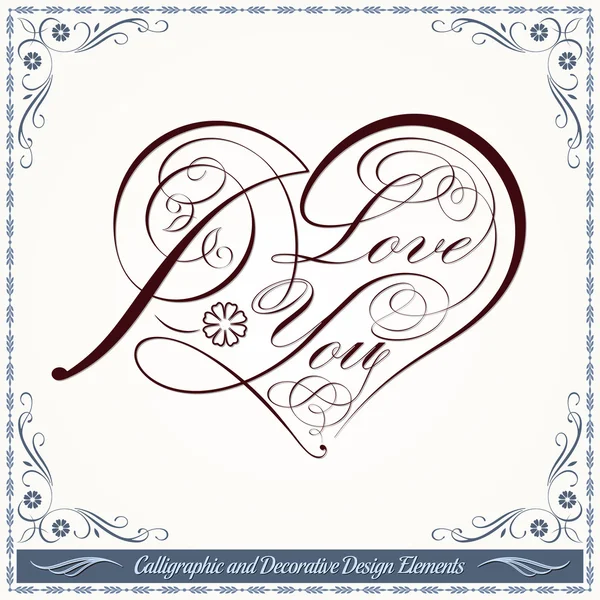 Éléments décoratifs Calligraphic Heart Design — Image vectorielle