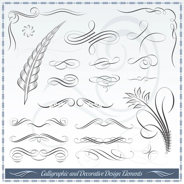 Kalligrafische en decoratieve designelementen — Stockvector