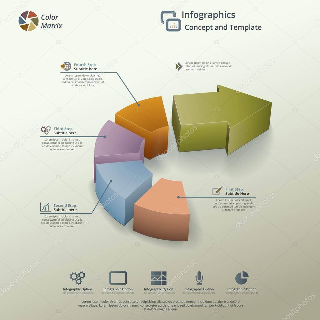 Arrow Pie Chart Infographic Background Concept