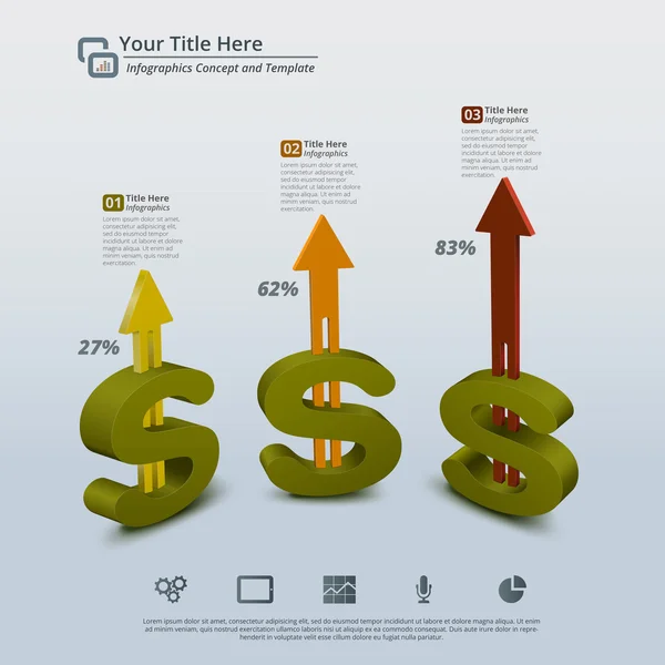 Peníze rostou 3d pozadí abstraktní Infographic — Stockový vektor