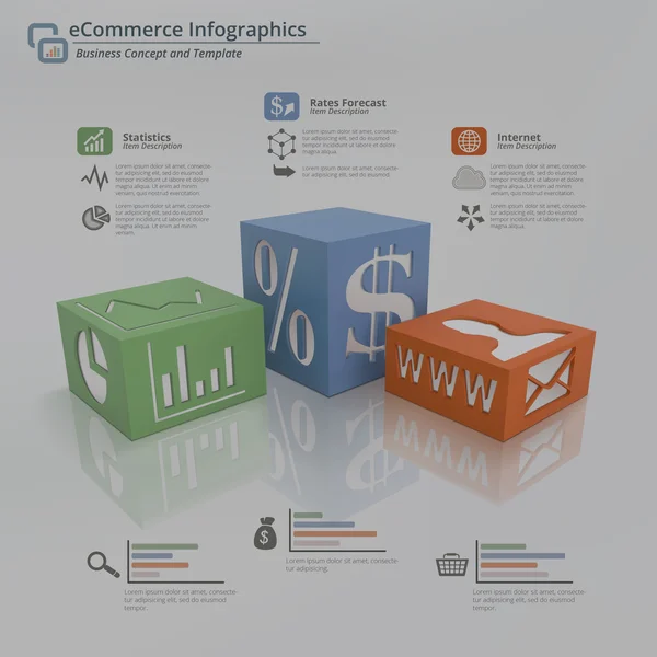 E-Commerce-Infografik Hintergrundkonzept — Stockvektor