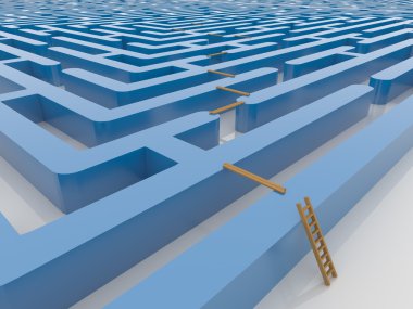 Labirent labirent merdiven ve Planking ile 3d Render