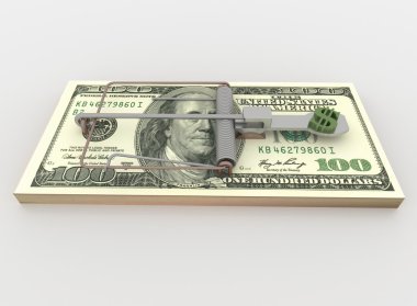 Fare kapanı 100 Doları Bill paket beyaz Render