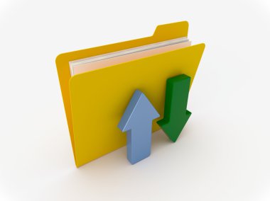 Upload ve Download ok simgelerini ile sarı klasör