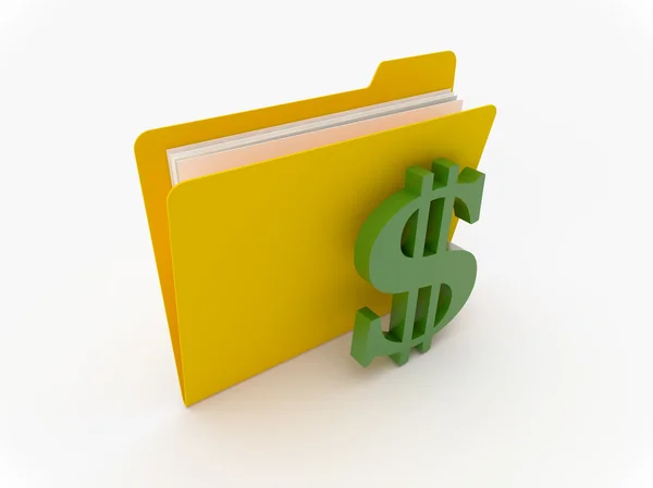 Yellow Folder With Green Currency Symbol — Stock Photo, Image