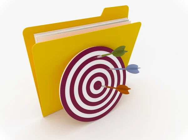 Yellow Folder With Target and Darts — Stock Photo, Image