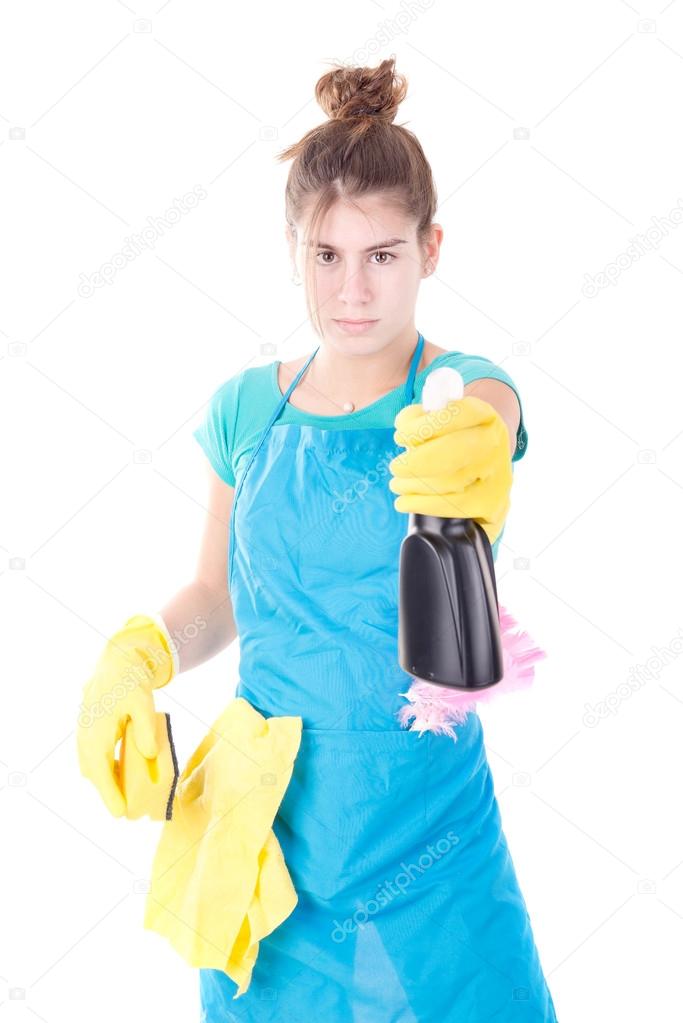 Giovane donna delle pulizie — foto stock © verkoka #103338168 Donna delle pulizie