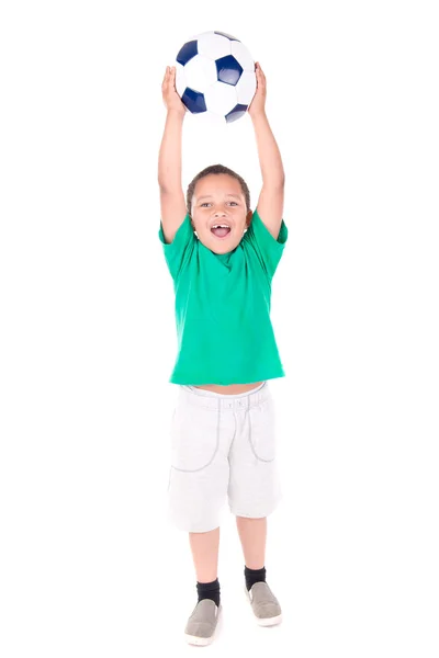 Niño con balón de fútbol — Foto de Stock