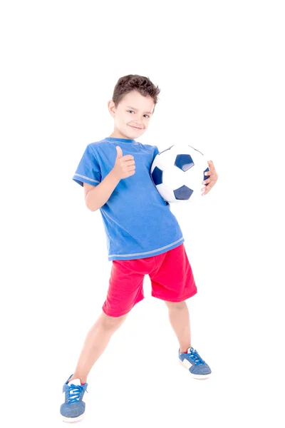 Niño con balón de fútbol — Foto de Stock