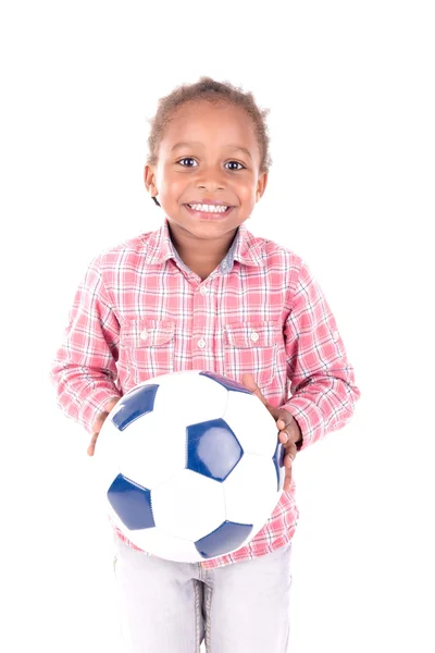 Menino com bola de futebol — Fotografia de Stock