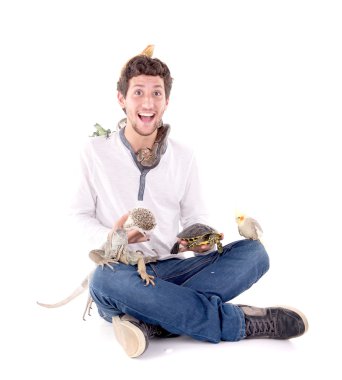 Veterinarian with exotic animals clipart