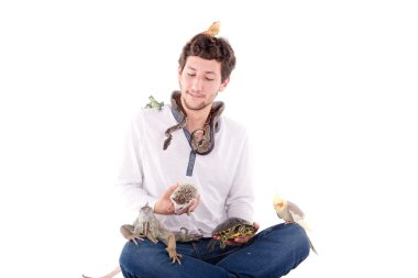 Veterinarian with exotic animals clipart