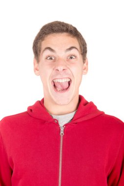 Beyaz arka planda izole genç çocuk