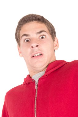 Beyaz arka planda izole genç çocuk