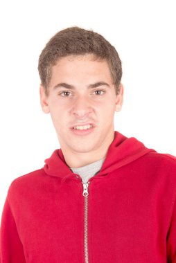 Beyaz arka planda izole genç çocuk