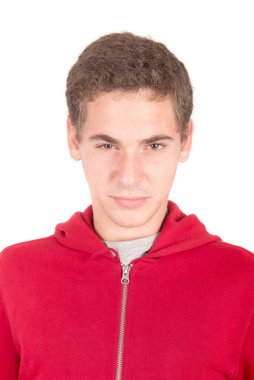 Beyaz arka planda izole genç çocuk