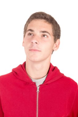 Beyaz arka planda izole genç çocuk