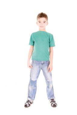 Küçük çocuk beyaz arka planda izole edilmiş