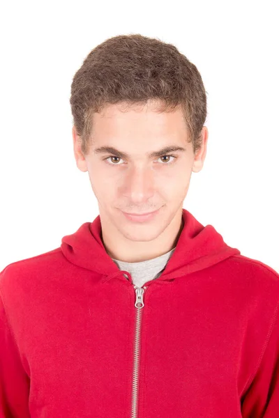 Nastolatek Chłopiec Odizolowany Biały Tło — Zdjęcie stockowe