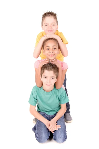 Crianças Pequenas Isoladas Fundo Branco — Fotografia de Stock