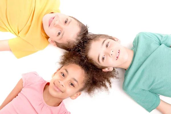 Grupo Niños Aislados Blanco —  Fotos de Stock