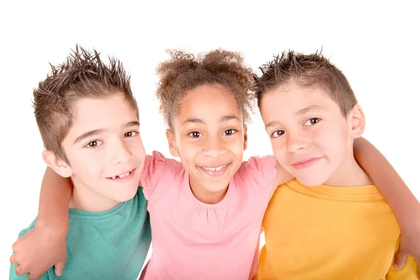 Grupo Niños Aislados Blanco — Foto de Stock