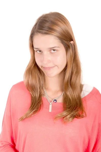 Teenager Mädchen Isoliert Weißem Hintergrund — Stockfoto