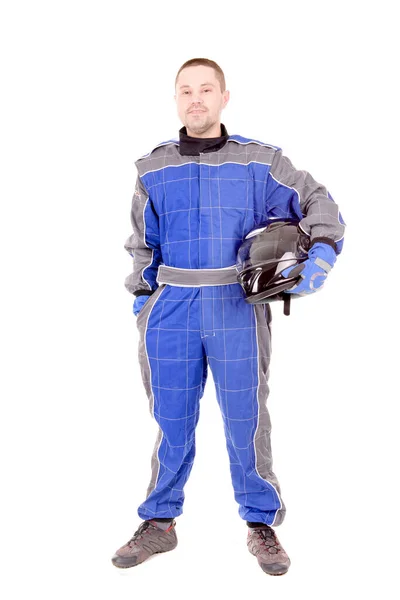 Race Driver Isolated White Background — Stock Photo, Image