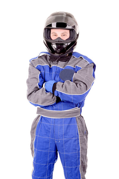 гонщик выделен на белом фоне