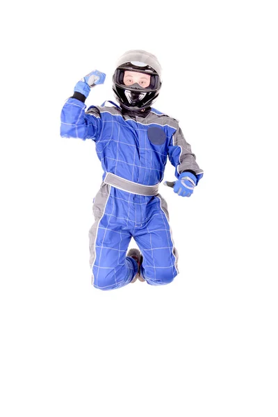 Race Driver Isolated White Background — Stock Photo, Image